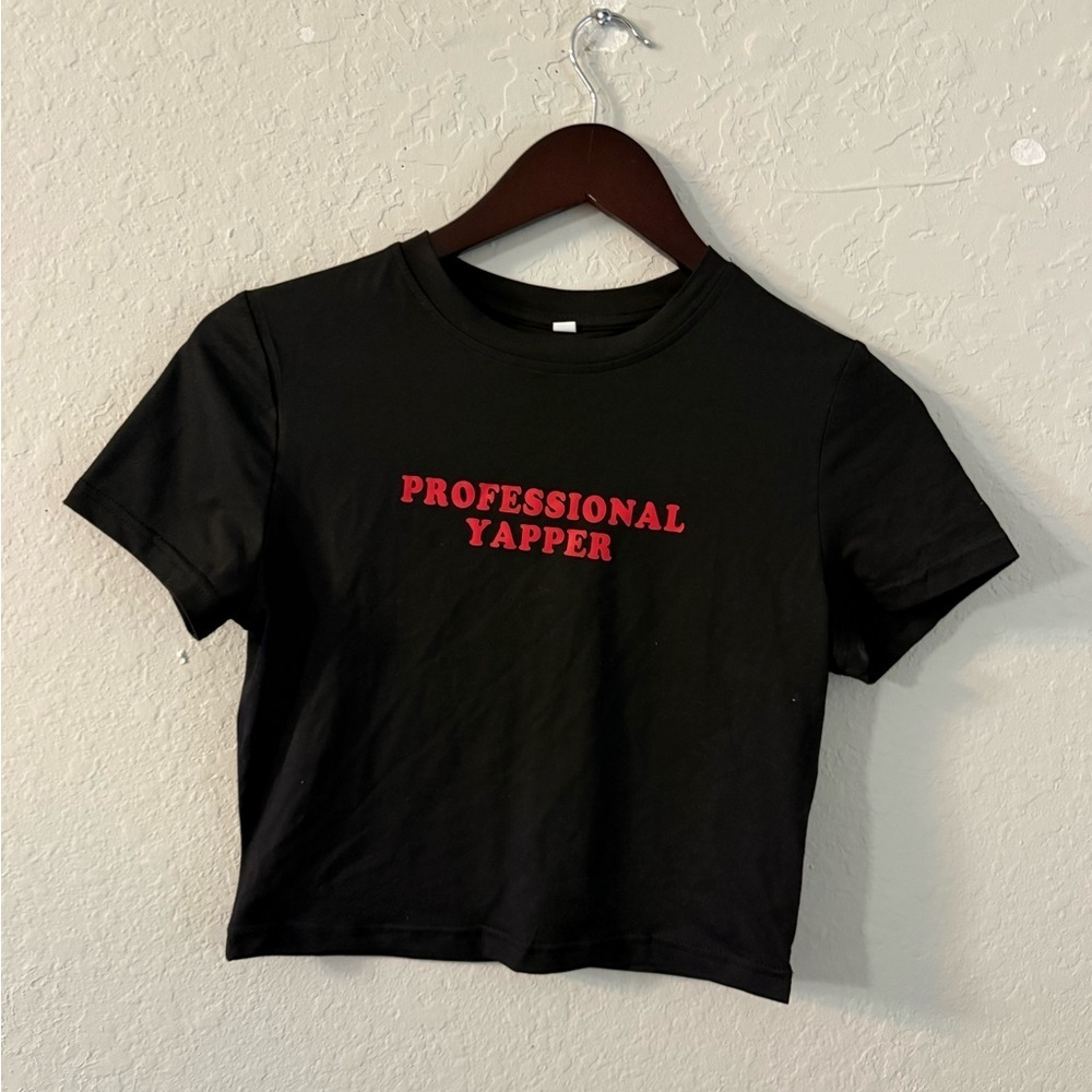 Black 'Professional Yapper' Cropped T-Shirt - Picture 3 of 6